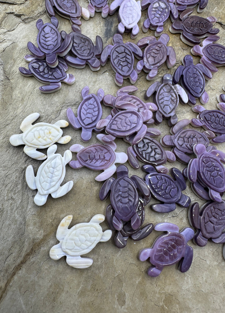 Purple Wampum/Quahog Shell Turtle Beads 15x20mm Package