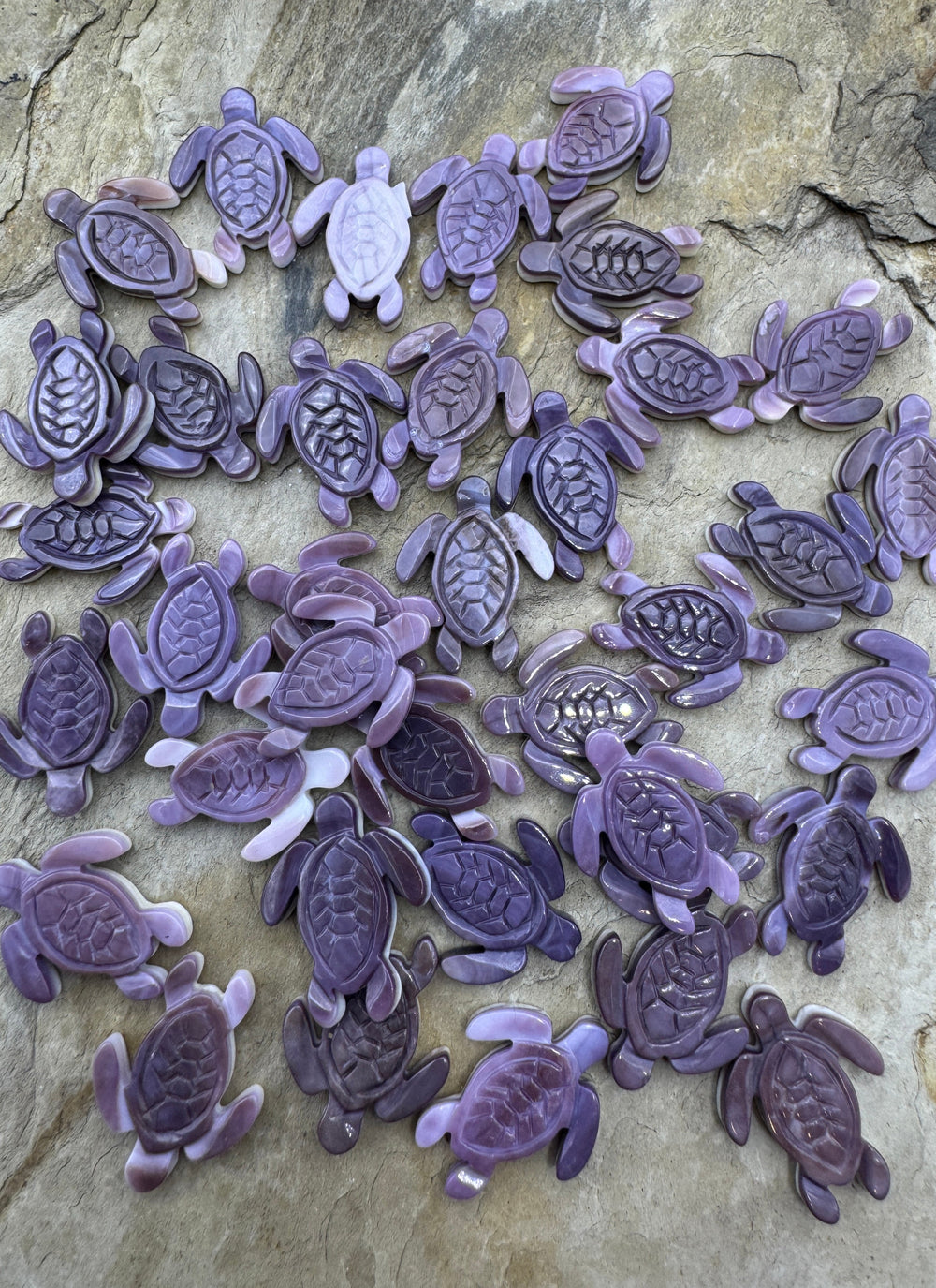 Purple Wampum/Quahog Shell Turtle Beads 15x20mm Package