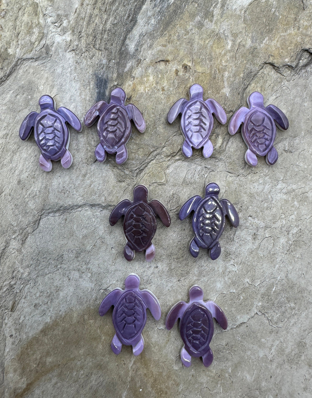 Purple Wampum/Quahog Shell Turtle Beads 15x20mm Package