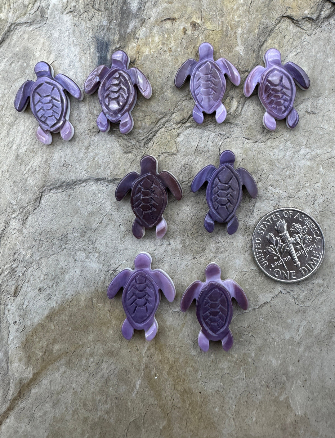 Purple Wampum/Quahog Shell Turtle Beads 15x20mm Package