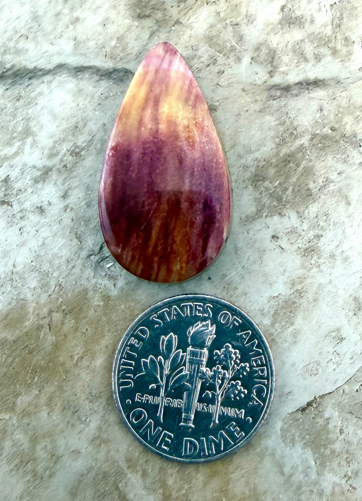 Purple/Yellow Spiny Oyster Teardrop Cabochon 15x27x5mm
