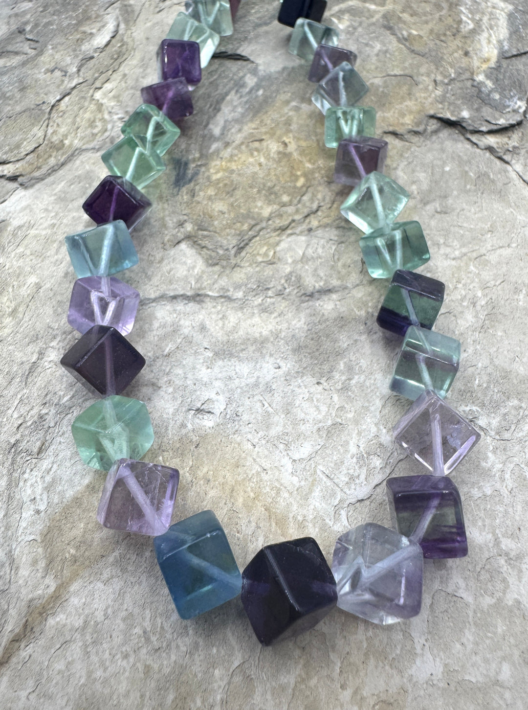 Rainbow Fluorite 8mm Cube Beads 15 Inch Strand Fluorite