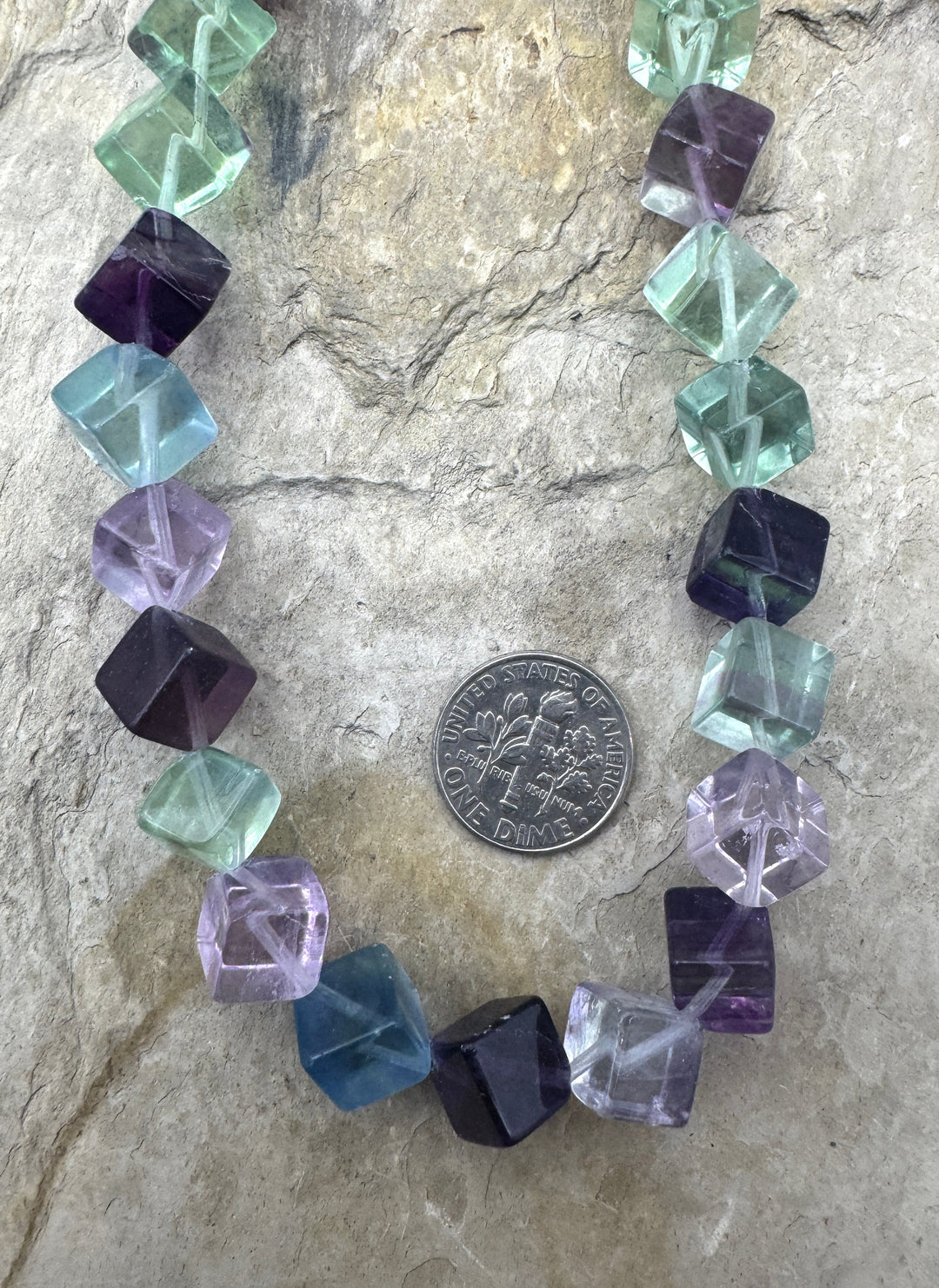 Rainbow Fluorite 8mm Cube Beads 15 Inch Strand Fluorite