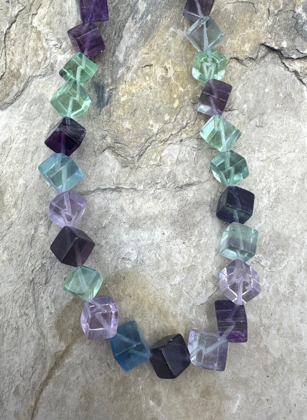 Rainbow Fluorite 8mm Cube Beads 15 Inch Strand Fluorite
