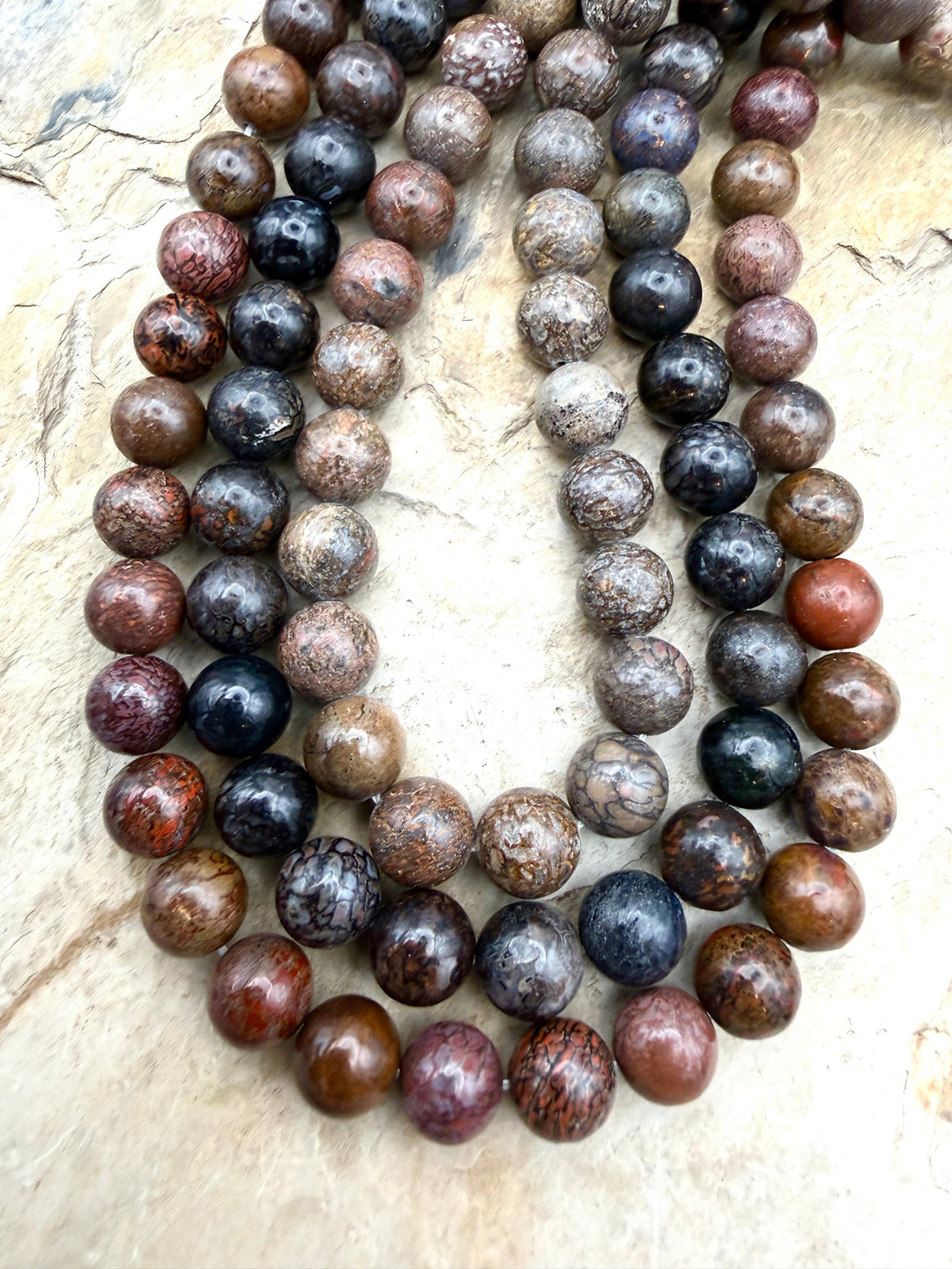 RARE AA+ High Pattern Utah Dinosaur Bone 10mm Round Beads