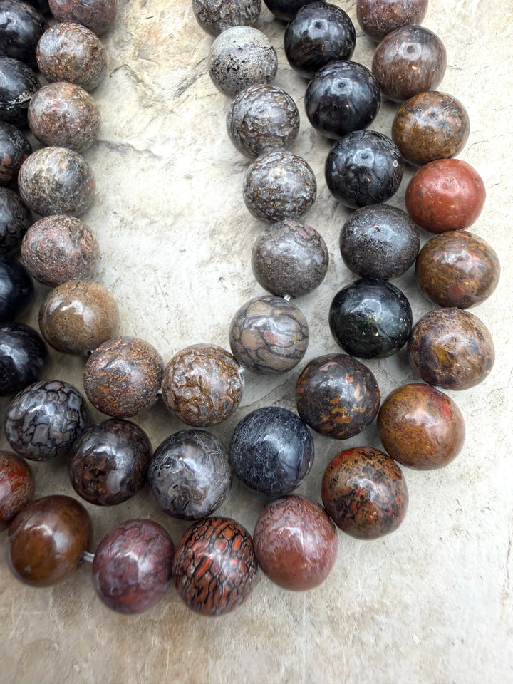 RARE AA+ High Pattern Utah Dinosaur Bone 10mm Round Beads