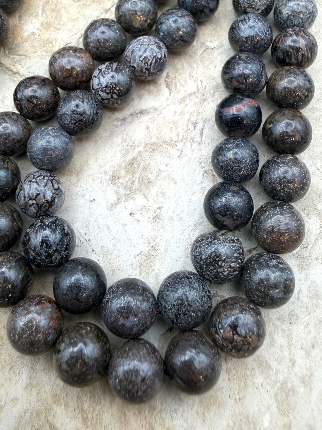 RARE AA+ High Pattern Utah Dinosaur Bone 8mm Round Beads 16