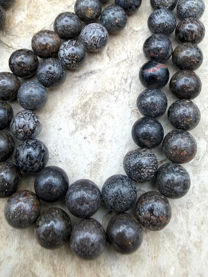 RARE AA+ High Pattern Utah Dinosaur Bone 8mm Round Beads 16
