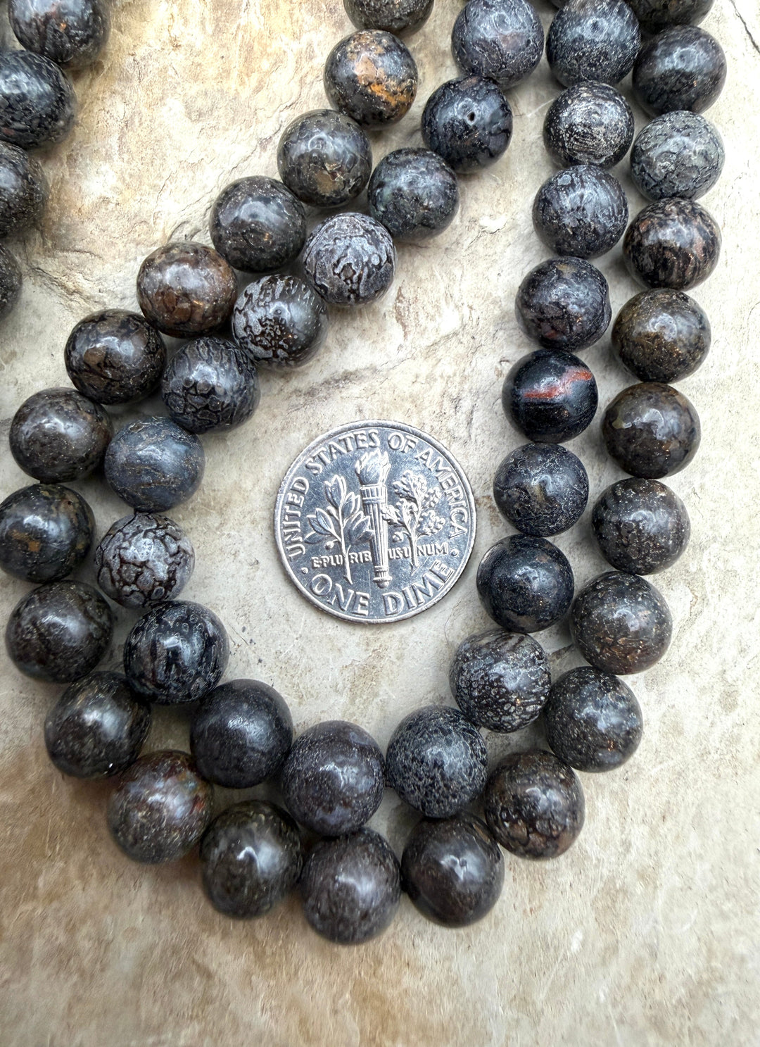 RARE AA+ High Pattern Utah Dinosaur Bone 8mm Round Beads 16