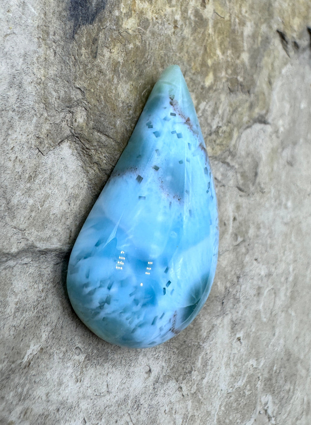 RARE AA+ Larimar Cabochon 23x36mm - Larimar