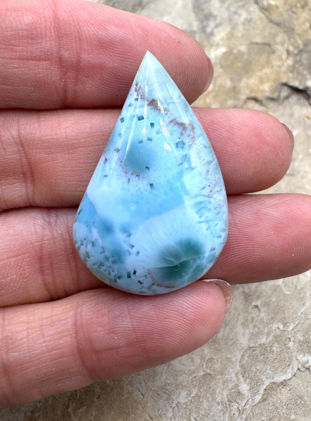 RARE AA+ Larimar Cabochon 23x36mm - Larimar