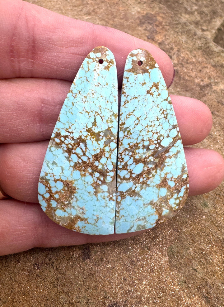 RARE AA+ Number 8 Turquoise (Nevada) HUGE Matching Earring