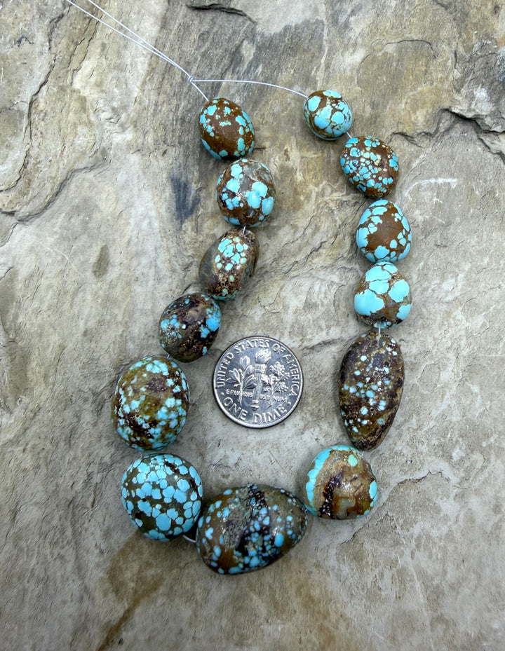 RARE AA+ Number 8 Turquoise (Nevada) Rounded Nugget Beads