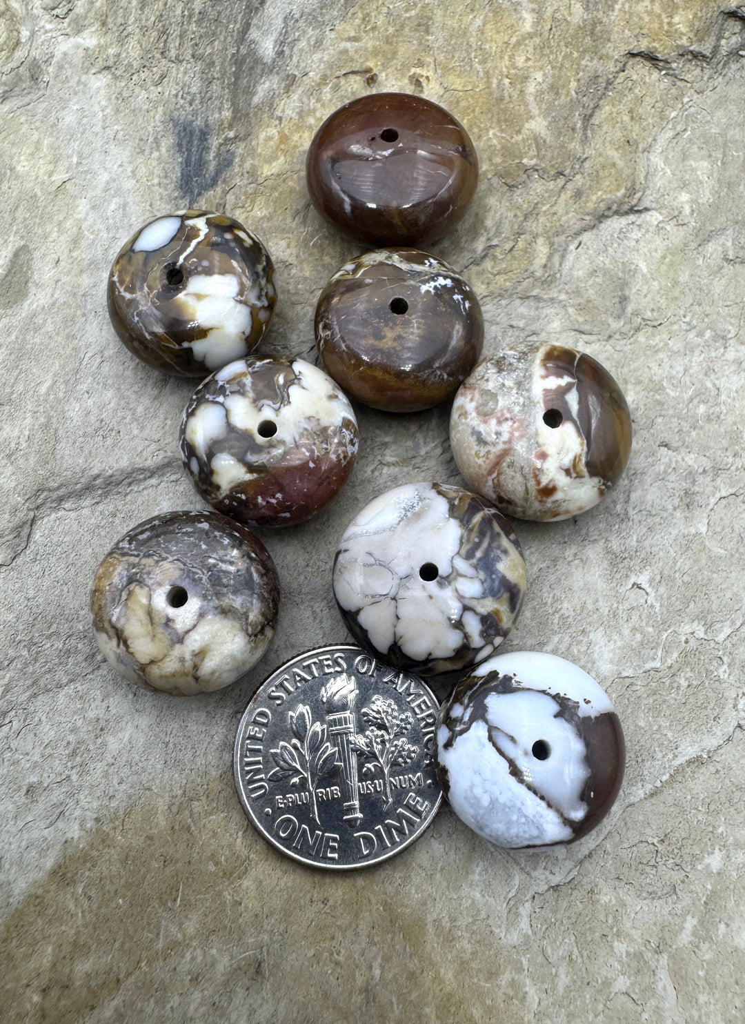 RARE AAA + Arizona Wild Horse BIG 15x7mm Rondelle Lot of 8