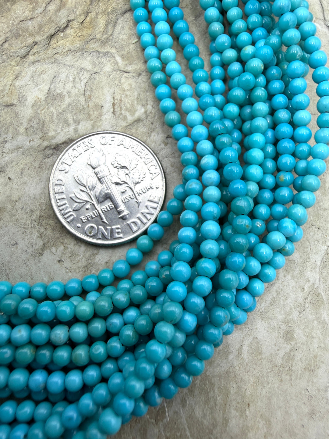 RARE AAA+ Blue Ridge Turquoise (Nevada) 2.5mm Round Beads