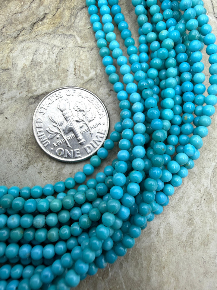 RARE AAA+ Blue Ridge Turquoise (Nevada) 2.5mm Round Beads