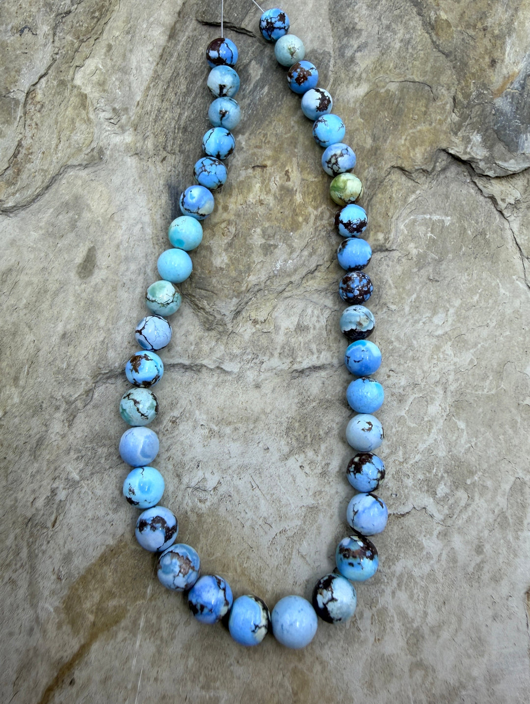 RARE AAA+ Golden Hills Turquoise (Kazakhstan) Graduated Round Beads 6-7.5mm Beads, 9.5 Inch Strand/37 Beads