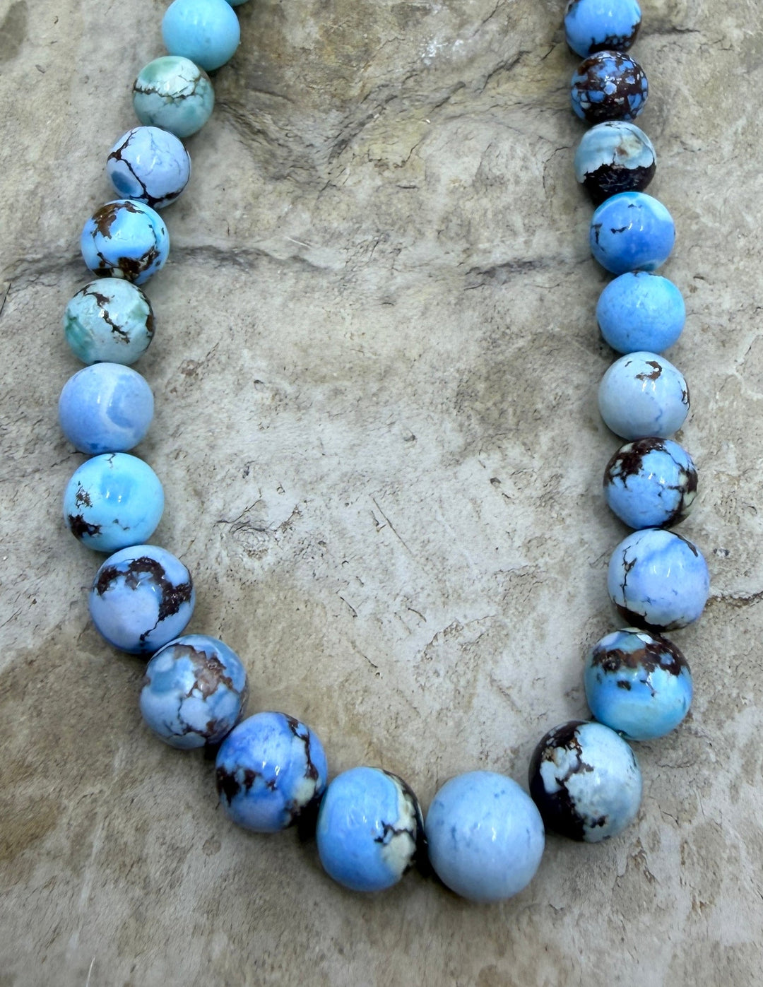 RARE AAA+ Golden Hills Turquoise (Kazakhstan) Graduated Round Beads 6-7.5mm Beads, 9.5 Inch Strand/37 Beads