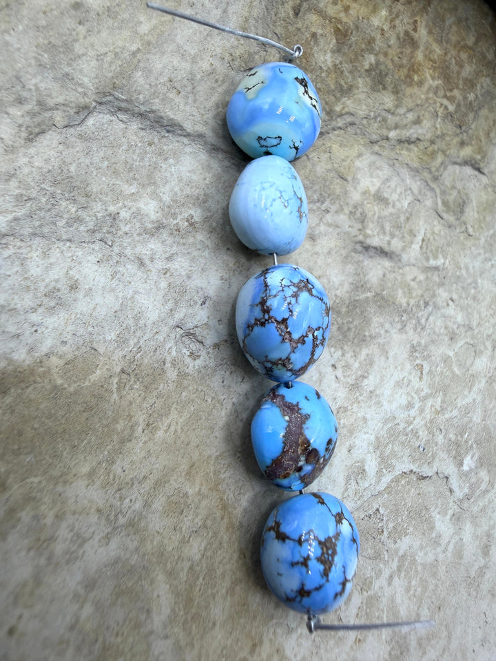 RARE AAA+ Golden Hills Turquoise (Kazakhstan) Large Rounded Nugget Beads 10-12mm, 5 Beads