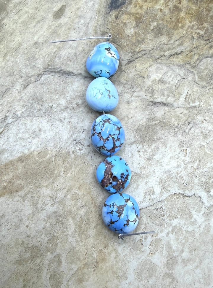 RARE AAA+ Golden Hills Turquoise (Kazakhstan) Large Rounded Nugget Beads 10-12mm, 5 Beads