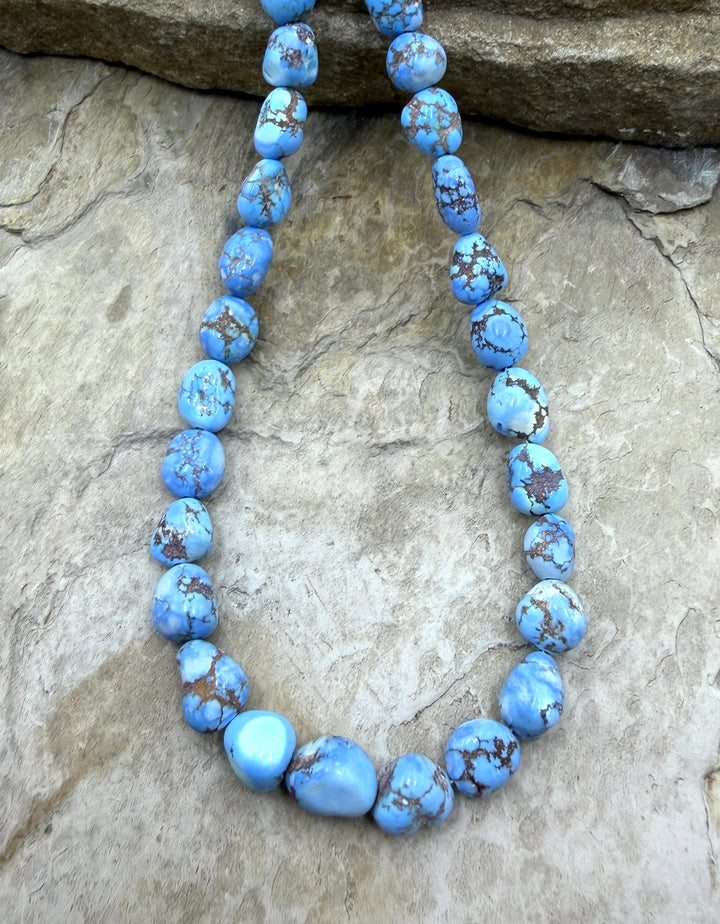 RARE AAA+ Golden Hills Turquoise (Kazakhstan) Large Rounded Nugget Beads 8-10mm, 16 Inch Strand/43 Beads 