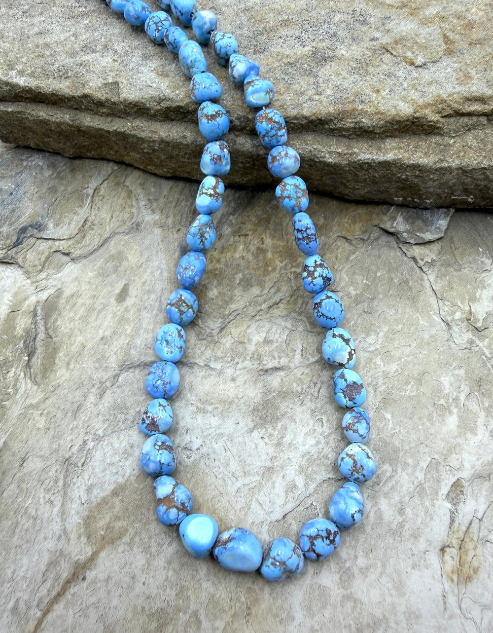 RARE AAA+ Golden Hills Turquoise (Kazakhstan) Large Rounded Nugget Beads 8-10mm, 16 Inch Strand/43 Beads 