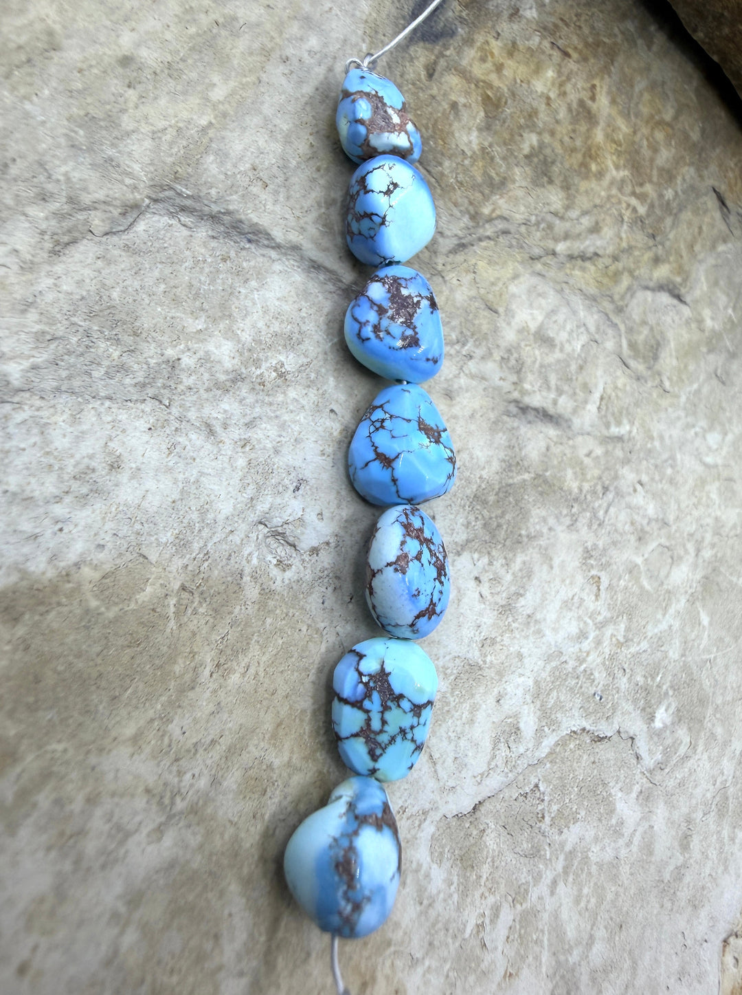 RARE AAA+ Golden Hills Turquoise (Kazakhstan) Large Rounded Nugget Beads 8-10mm, 7 Beads 