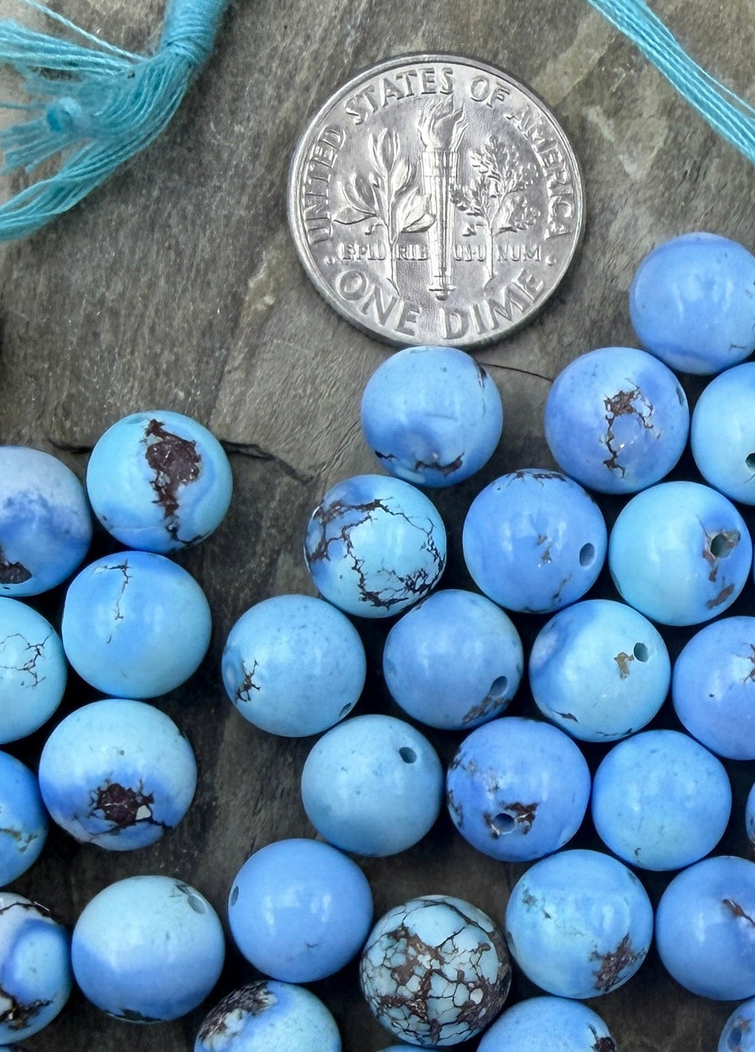 RARE AAA+ Golden Hills Turquoise (Kazakhstan) Round Beads 8-8.5mm Beads, ONE BEAD