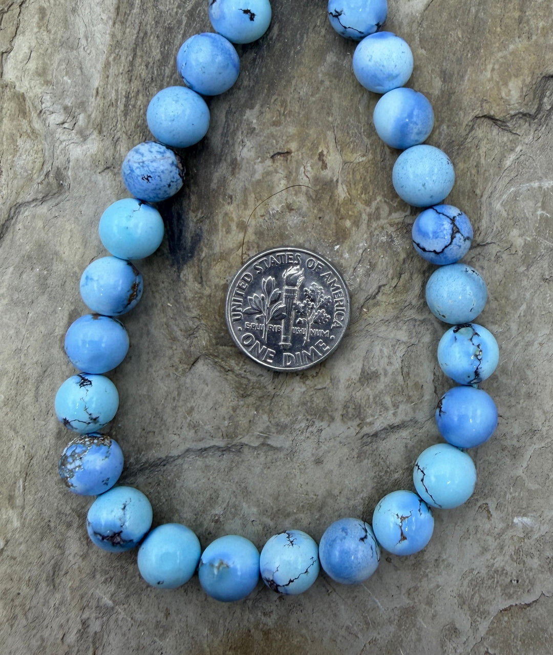 RARE AAA+ Golden Hills Turquoise (Kazakhstan) Round Beads 8mm, 8 inch Strand 28 Beads