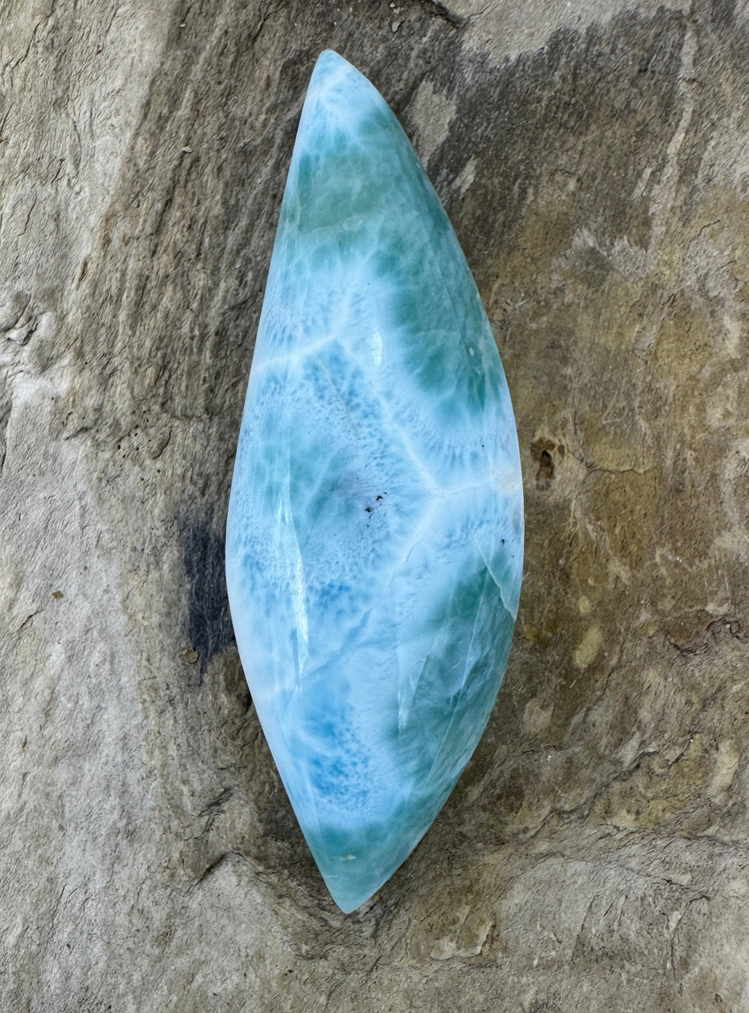 RARE AAA + High Dome Larimar Cabochon 19X55mm 71 Carats