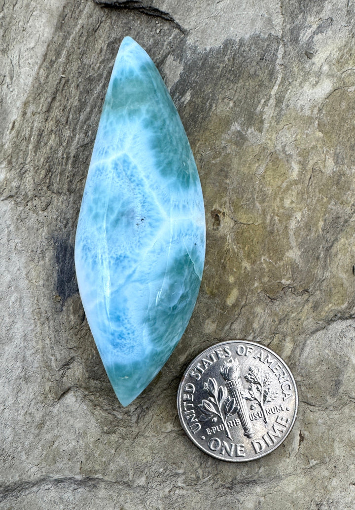 RARE AAA + High Dome Larimar Cabochon 19X55mm 71 Carats