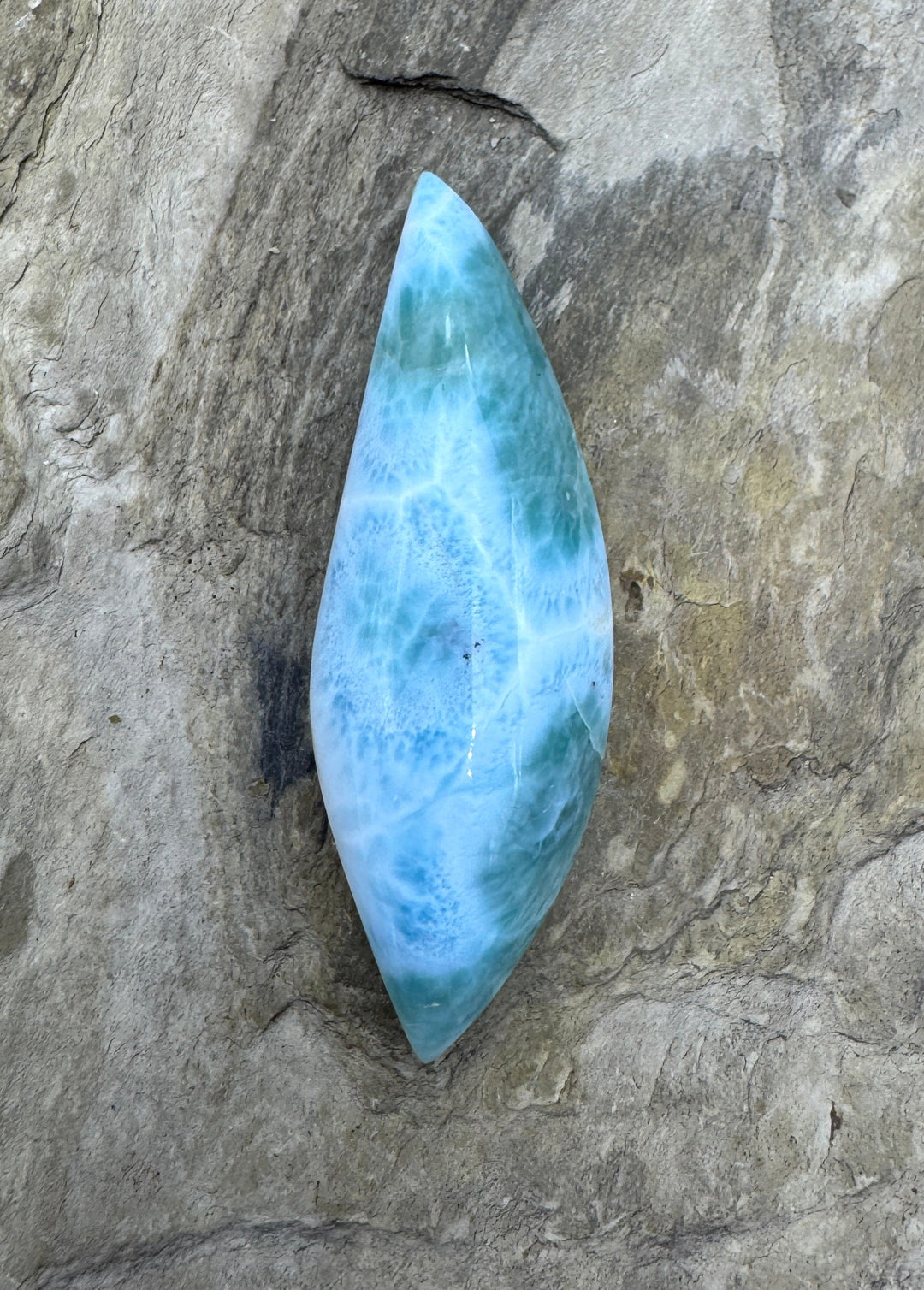 RARE AAA + High Dome Larimar Cabochon 19X55mm 71 Carats