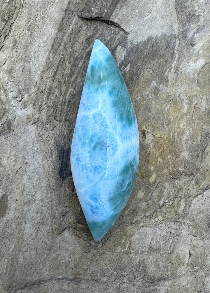 RARE AAA + High Dome Larimar Cabochon 19X55mm 71 Carats