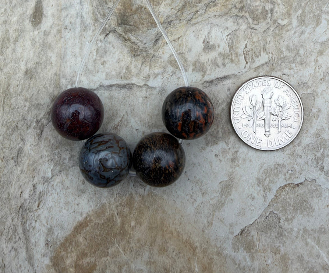 RARE AAA+ High Pattern Utah Dinosaur Bone 12mm Round Beads