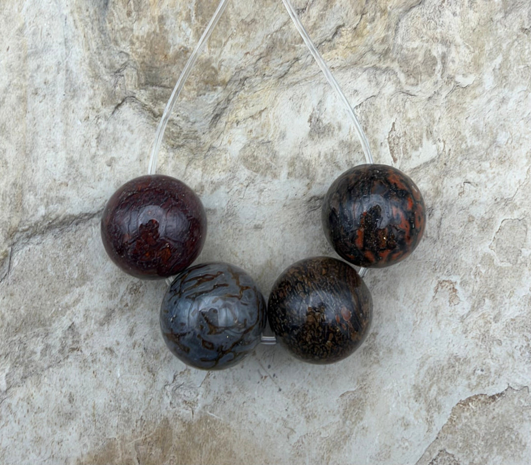 RARE AAA+ High Pattern Utah Dinosaur Bone 12mm Round Beads