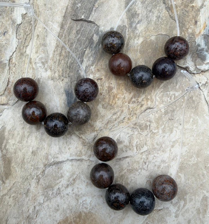 RARE AAA+ High Pattern Utah Dinosaur Bone 12mm Round Beads
