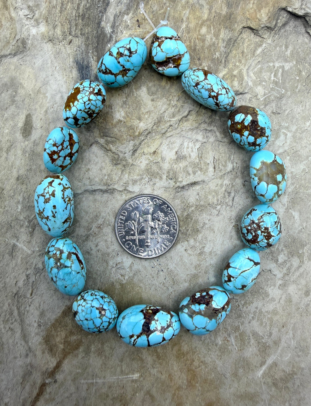 RARE AAA+ Number 8 Turquoise (Nevada) Rounded Nugget Beads