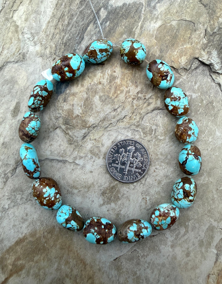 RARE AAA+ Number 8 Turquoise (Nevada) Rounded Nugget Beads