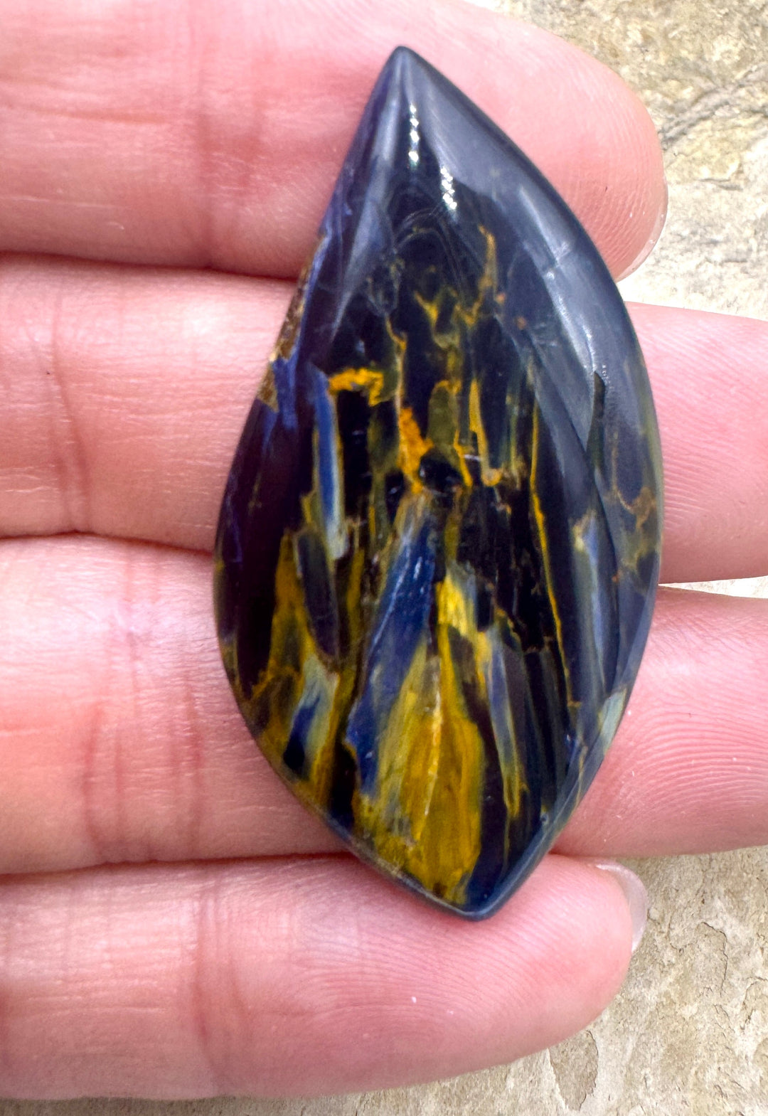 RARE AAA + Premium Blue Pietersite Cabochon 22x43mm