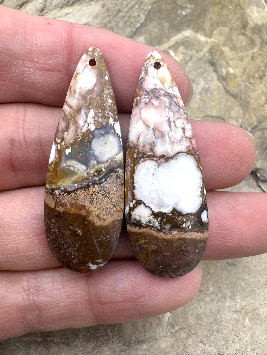 RARE Arizona BIG Wild Horse Matching Earring Slab Bead Pair
