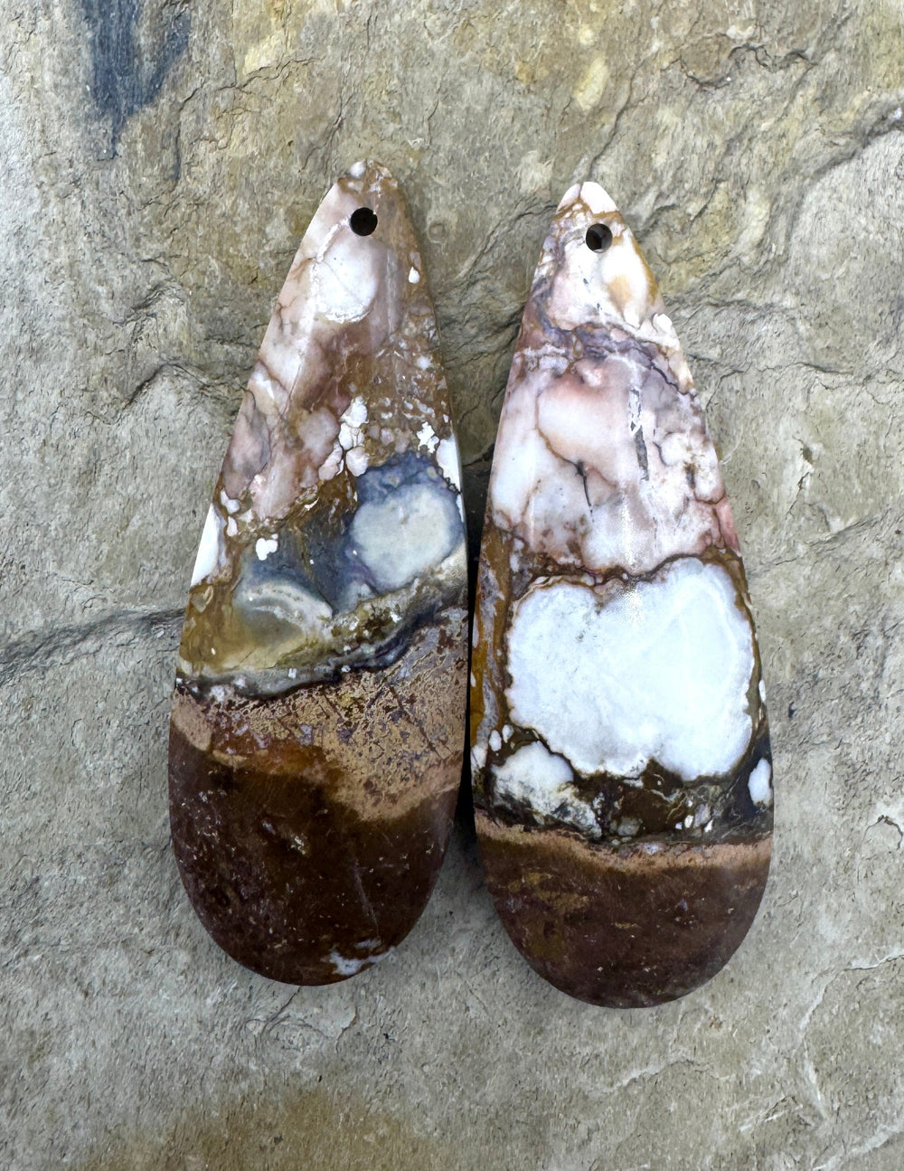 RARE Arizona BIG Wild Horse Matching Earring Slab Bead Pair