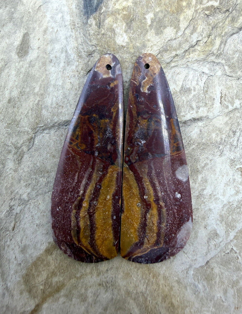 RARE Arizona Wild Horse BIG Matching Earring Slab Bead Pair