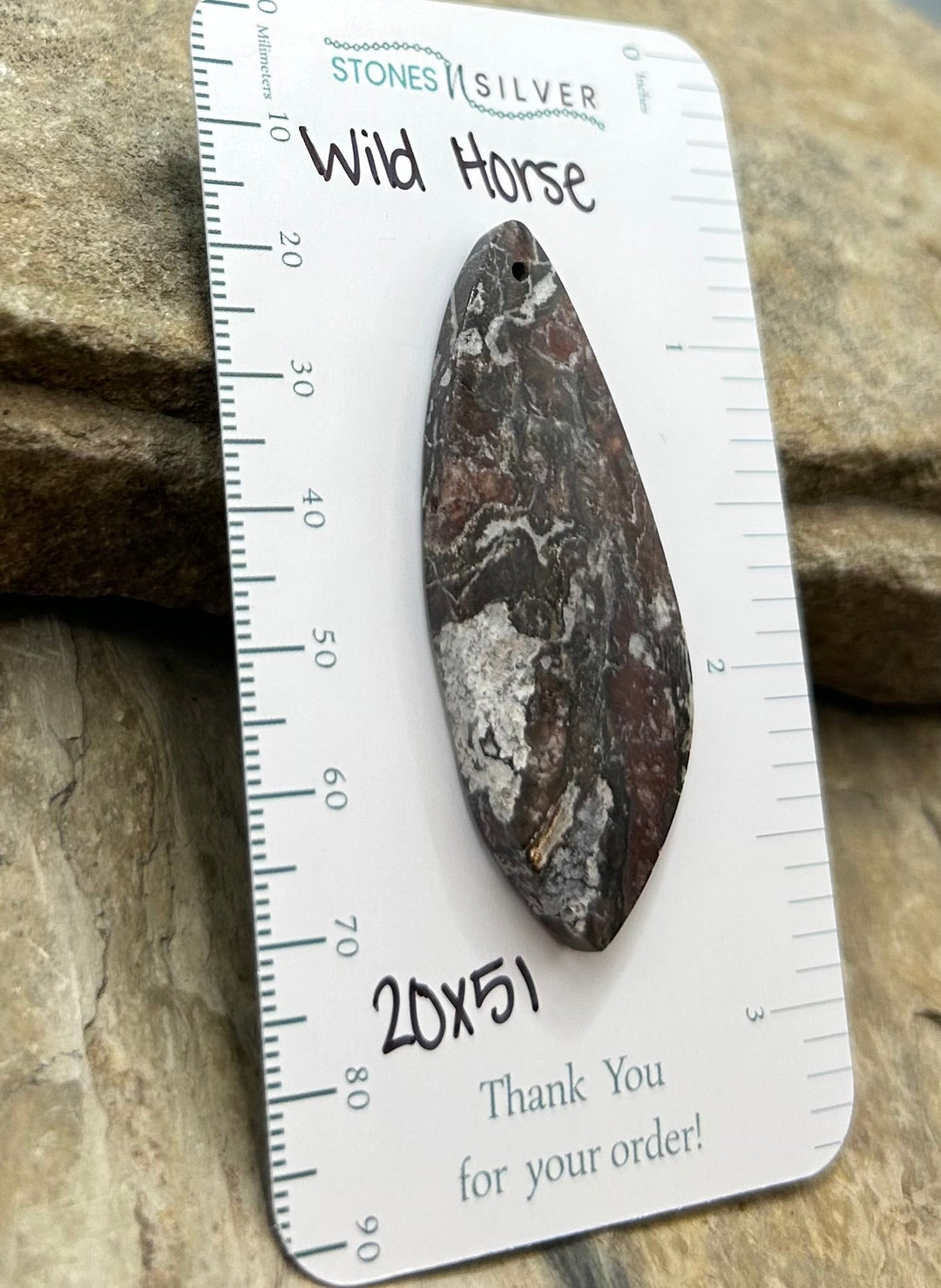 RARE Arizona Wild Horse Focal Pendant Bead 20x51mm - Wild
