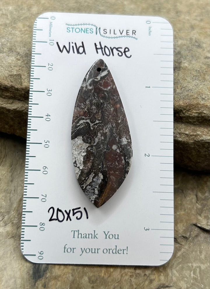RARE Arizona Wild Horse Focal Pendant Bead 20x51mm - Wild