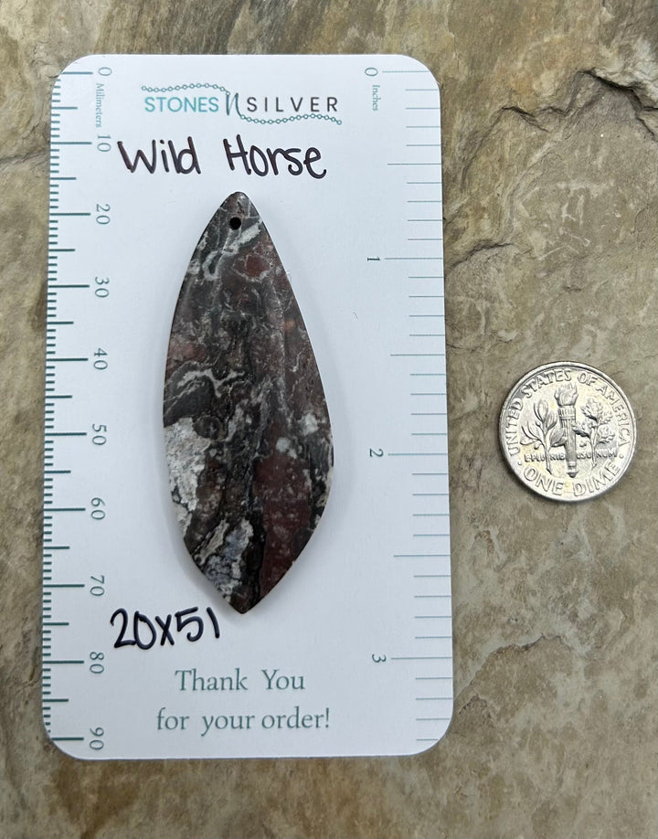 RARE Arizona Wild Horse Focal Pendant Bead 20x51mm - Wild
