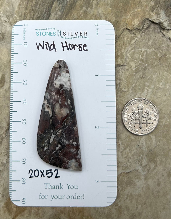 RARE Arizona Wild Horse Focal Pendant Bead 20x52mm - Wild