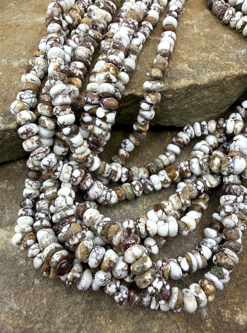 RARE Arizona Wild Horse Handcut 6mm Stacked Nugget Beads, 16 Inch Strand
