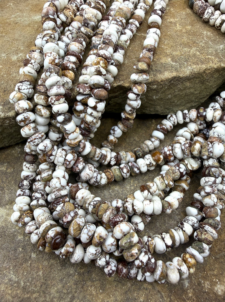 RARE Arizona Wild Horse Handcut 6mm Stacked Nugget Beads, 16 Inch Strand