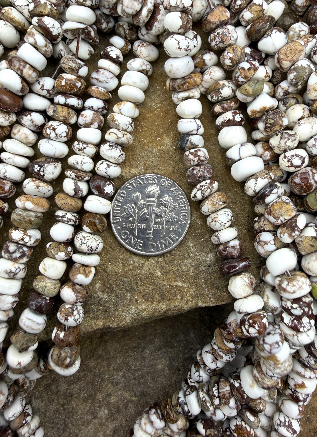 RARE Arizona Wild Horse Handcut 6mm Stacked Nugget Beads, 16 Inch Strand