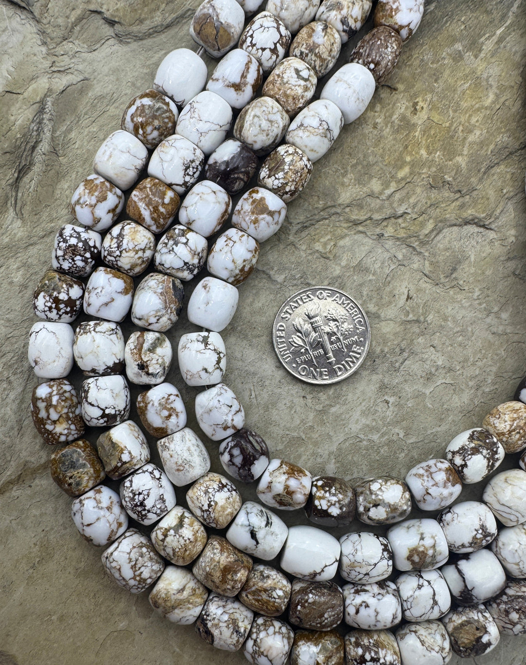 RARE Arizona Wild Horse Handcut 8x9mm Drum Shaped Beads 16